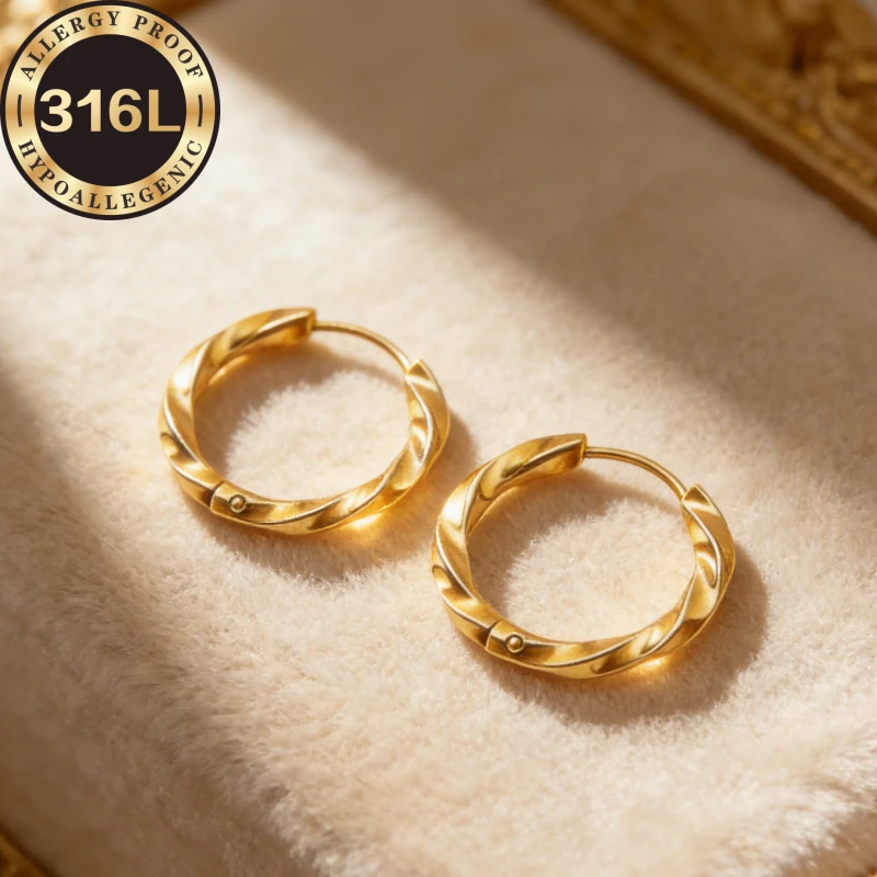 High quality stainless steel hypoallergenic golden earrings. Mobius earrings silver. Anti-fading, comfortable and versatile