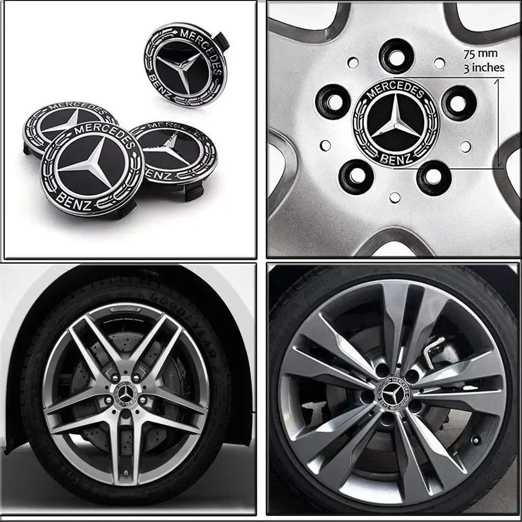 4PCS75MM سيارة محور غطاء مركزي لمرسيدس بنز AMG W203 W206 W220 W205 W211 سيارة عجلة مركز محور قبعات بنز شعار الإطارات حافة كوف