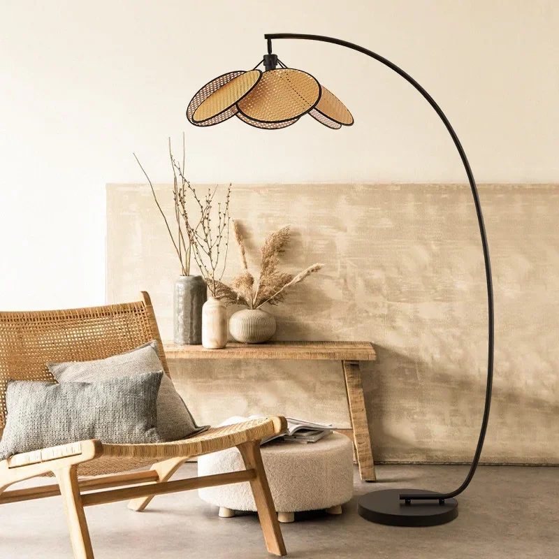 Knitting Rattan LED Lighting Floor Lamps Nightlight Home Decor Living Room Stand Light Bedside Lamp