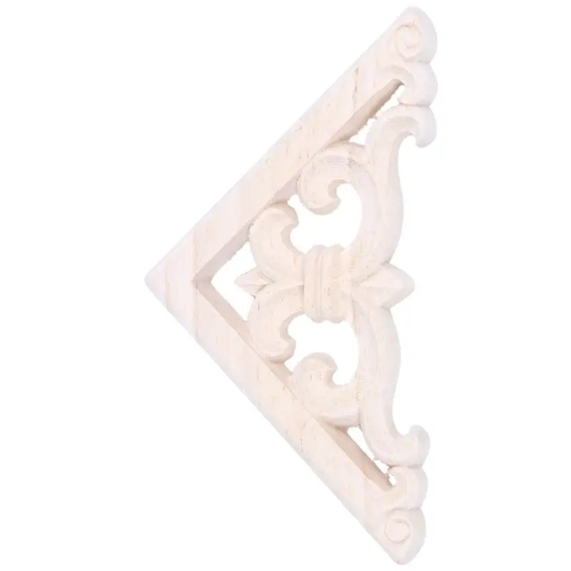 ABSE-10Pcs 8 X 8Cm Wood Carved Corner Onlay Applique Decor Furniture Craft Unpainted