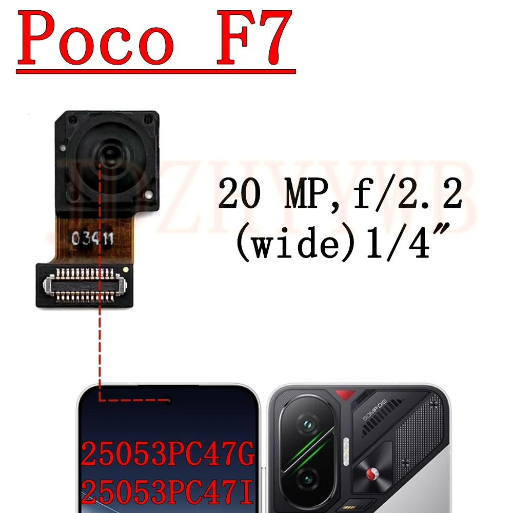 Front Rear Backside Camera Module For Xiaomi Poco F7 PocoF7 25053PC47G Frontal Selfie Wide Back Facing Main Camera Flex Cable