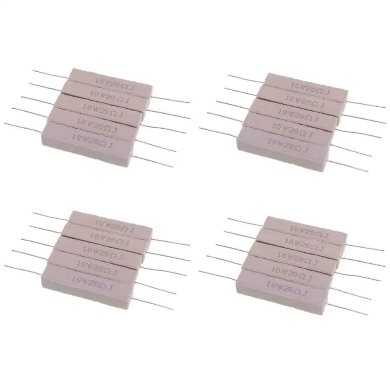 10개 단위. 패키지의 10W 5% 세라믹 시멘트 저항기 0.1R 0.22 0.33 0.5 Ohm 6.8K 0.25R 0.5R 3R 27R 12R 100R 비유도 저항기