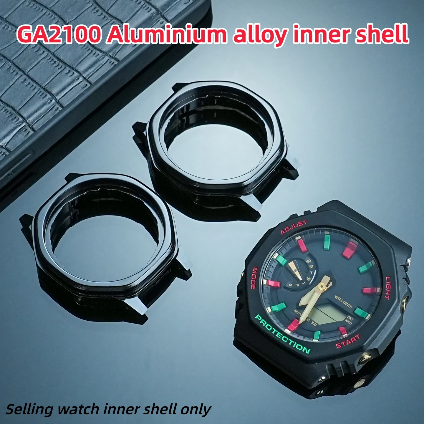 Carcasa interior de aleación de aluminio para Casio G-Shock GA2100 GA-2100, carcasa de movimiento de reloj, accesorios de caja de reloj con iluminación modificada