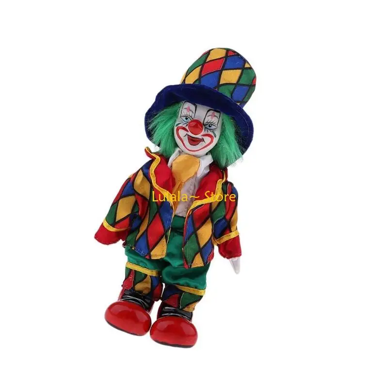

Y4QA Porcelain Entertainer Clown Figurine Statue With Colorful Outfit Desk Display