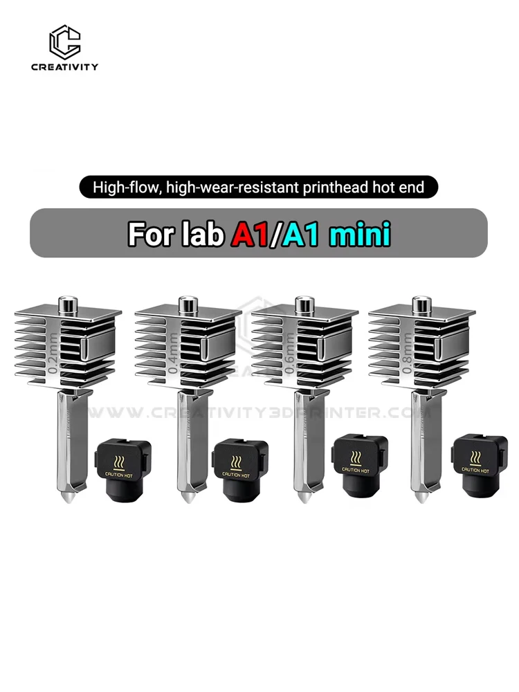 Verbessertes Hotend-Kit für Bambu Lab A1/A1 Mini, schnelle Hot-End-Baugruppe, 0,2/0,4/0,6/0,8 mm gehärtete Stahldüse, 3D-Druckerteil