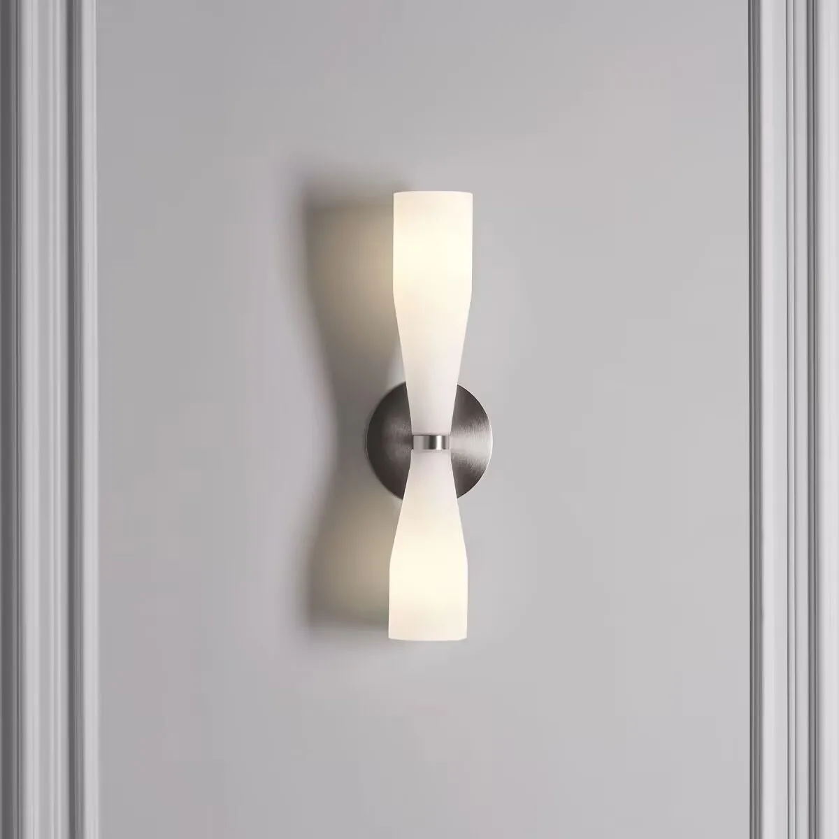 Double Cone Copper Wall Sconce Lamp Italy Art Designer Bedside Wall Lights For Bedroom Stairs Living Room White Glass Wall Lamps
