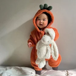 Baby Onesie Autumn and Winter Warming Radish Shape Baby Onesie Thickened Warm Plush Climbing Clothing Baby Pajamas