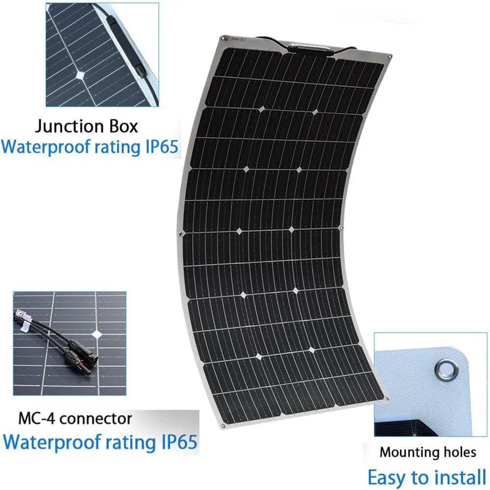 Imagem -03 - Boguang Etfe ou Pet Painel Solar Flexível Poder Carregamento para Carros de Bateria 12v Rvs Barcos Carrinhos de Golfe 50w 80w 100w 120w 150w