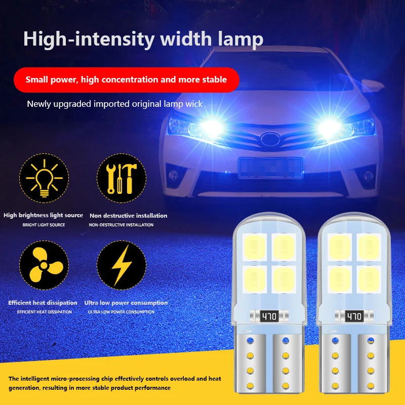 

Car LED T10 W5W Canbus Glass COB 6000k Reading Dome Lamp Marker Wedge License PlateLight Bulb 168 194 192 DC 12V White Blue Red