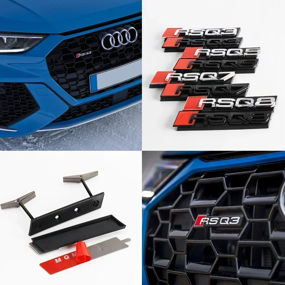 

3D ABS For Audi RSQ3 RSQ5 RSQ7 RSQ8 Logo Car Hood Front Grille Emblem Badge Decoration Sticker AUTO Modification Accessories