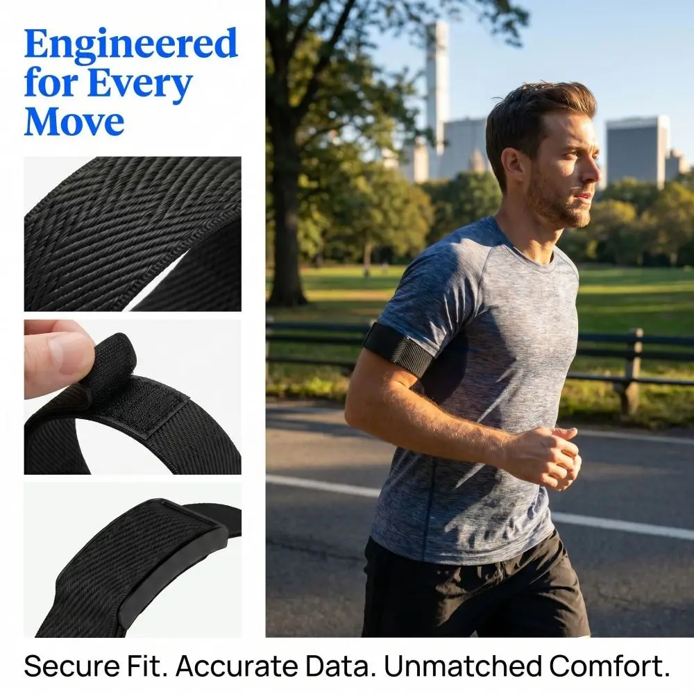 Nylon Elastic Bicep Band Replacement Breathable Fitness Tracker Band Adjustable Sweat Resistant for Amazfit Helio Strap