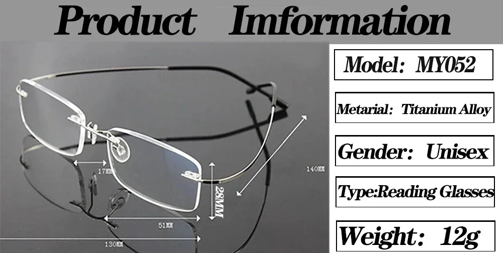 Titan Legierung Randlose Lesebrille Licht Quadratische Flexible Blau Beweis Gläser Rahmen Frauen Anti-Blue Ray Gläser Männer – Detail 1