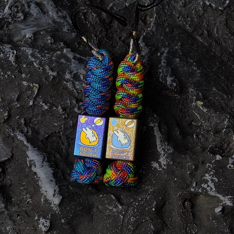 Rabbit Titanium Alloy EDC Metal Umbrella Rope Mechanical Metal Push Plate Tail Pendant Tail Knife Pendant