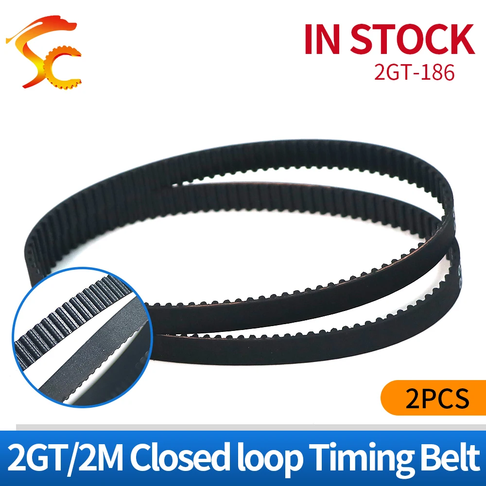 

2GT-186-6 belt closed loop rubber timing belt Teeth93 Length 186mm width 6mm for 3D printer