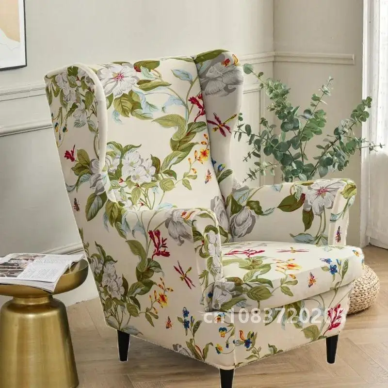 Elastic Floral Print Stretch Protector Wingback Chair Covers Recliner Wing Arm Sofa Cover Slipcover Furniture Protector