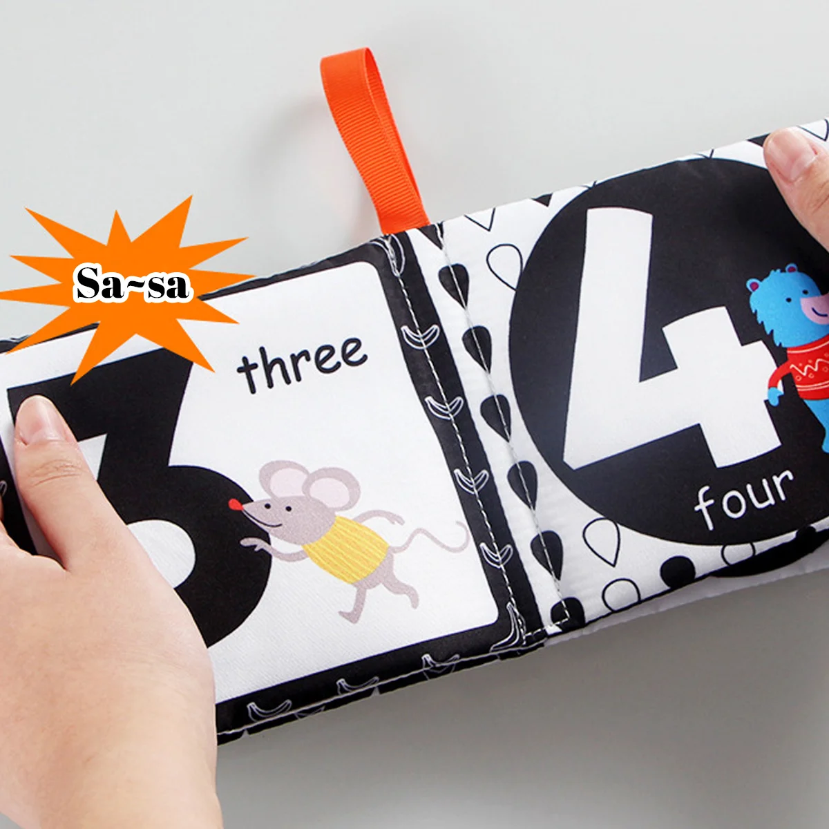 كتب قماش ناعمة كتب أطفال كتب قماشية للأطفال الرضع الصغار، عالية التباين أبيض وأسود مجعد قابل للغسل التعليم المبكر #6