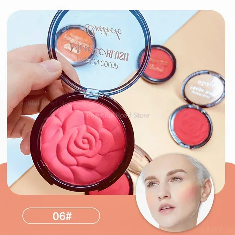 Rose Petal Relief Blusher 6 Colors Monochrome Blush Makeup Palette Mineral Powder Rouge Orange Pink Cheek Tint Blush Cosmetics