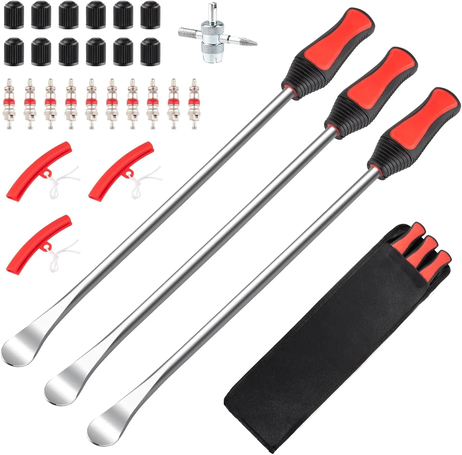 

15" Tire Changing Tool Kit, 29PCS Set for Motorcycles, Bikes, Mowers - Durable Steel with Rim Protectors