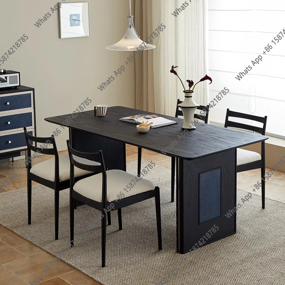 

Medieval solid wood dining table Household French rectangular dining table Large board Long table Worktable Desk