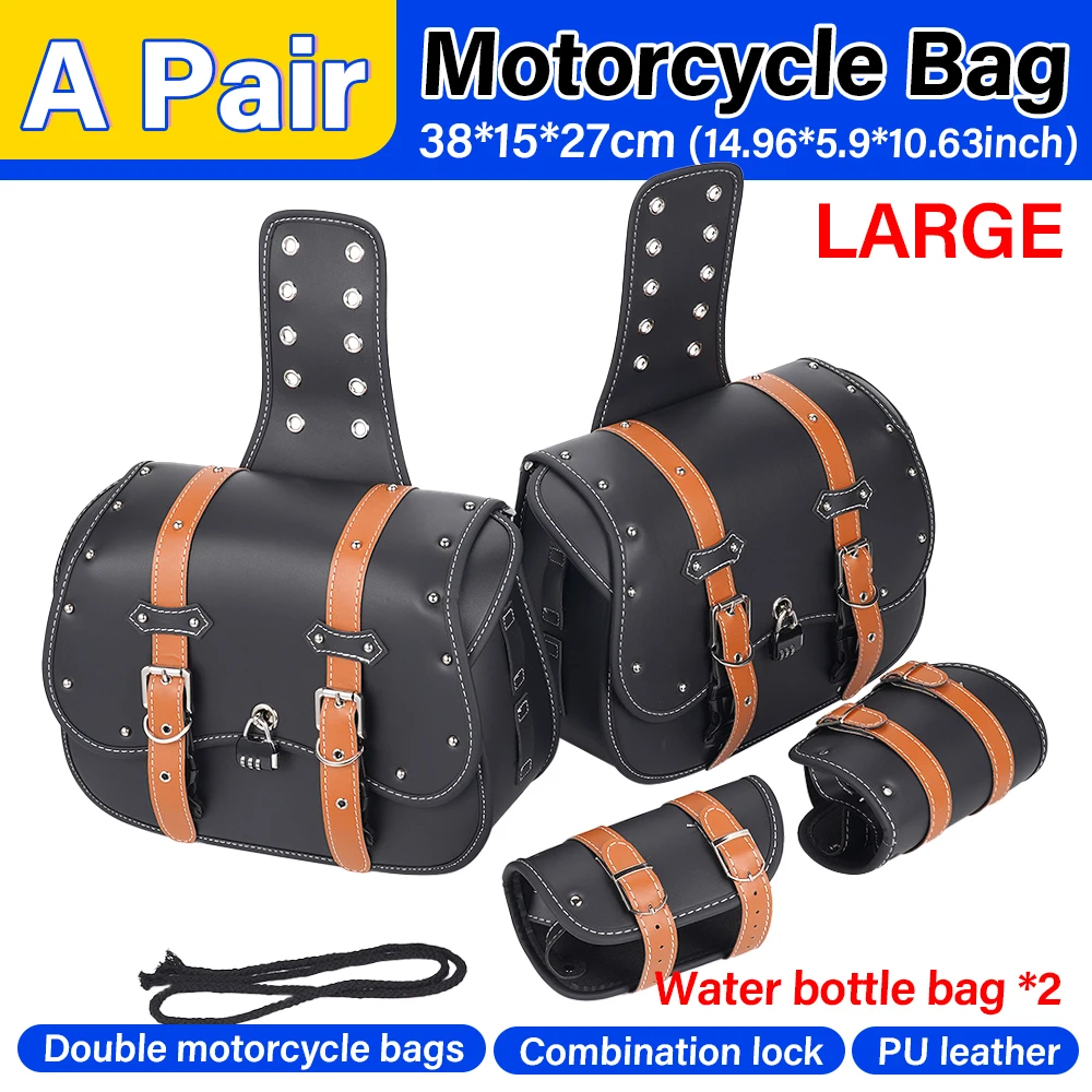 

﻿ Универсальные ретро мотоциклетные боковые подвесные сумки, водонепроницаемые седельные сумки из искусственной кожи, боковые сумки для электрического велосипеда, противоугонные автомобильные сумки