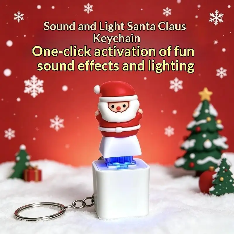 Weihnachts-Weihnachtsmann-Schlüsselanhänger mit Licht und Ton zur Stresslinderung, Niedlicher Leuchtender Stimmen-Schlüsselring, Kreatives Fidget-Spielzeug für Weihnachtsgeschenke – Detail 11