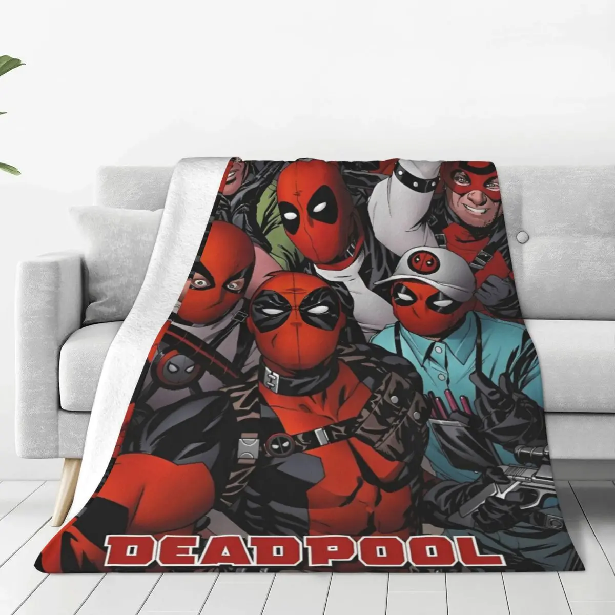 Trends Comics Deadpool Faces Wall Plush Blankets Children Flannel Throw Blanket For Couch Chair Warm Quality Bedspread Gift Idea