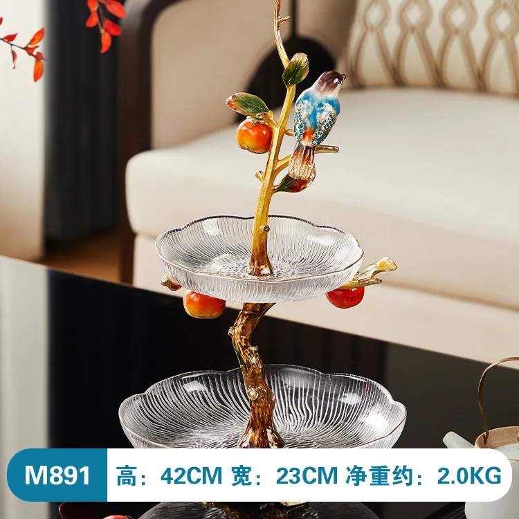 DSA double-layer glass tray home living room desktop transparent fruit tray hotel multi-layer storage snack candy tray storage 5