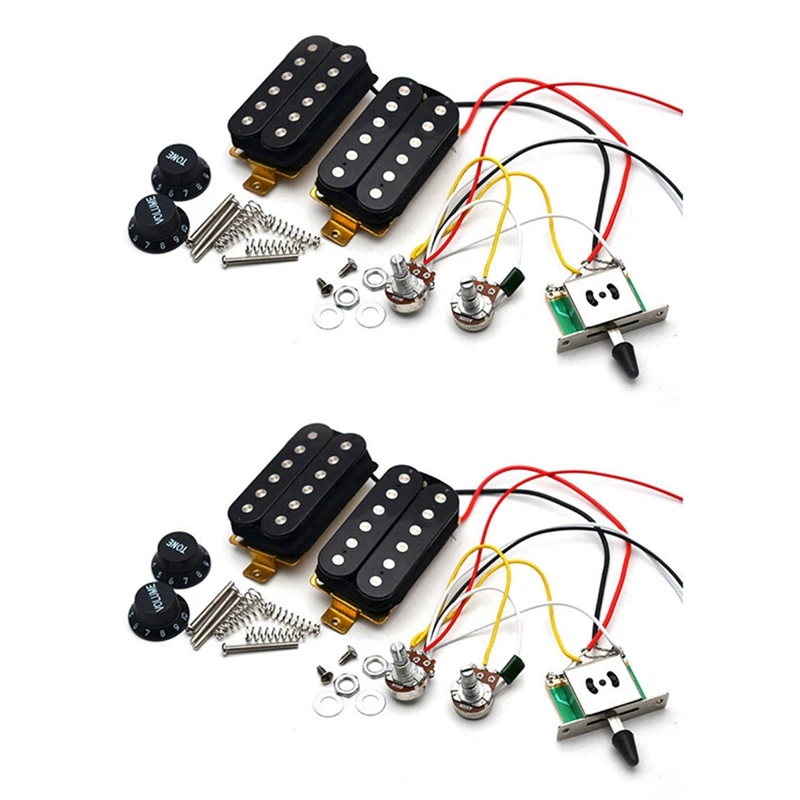 

2X Electric Guitar Pickup Wiring Harness Prewired 3-Way Switch HH Pickup For ST Electric Guitar Black