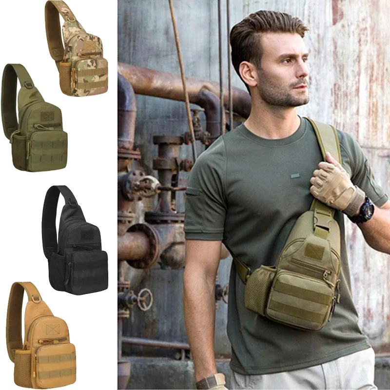 Bolso de hombro táctico, mochila para senderismo, nailon para hombre, caza al aire libre, Camping, pesca, Molle, senderismo, bandolera para el pecho