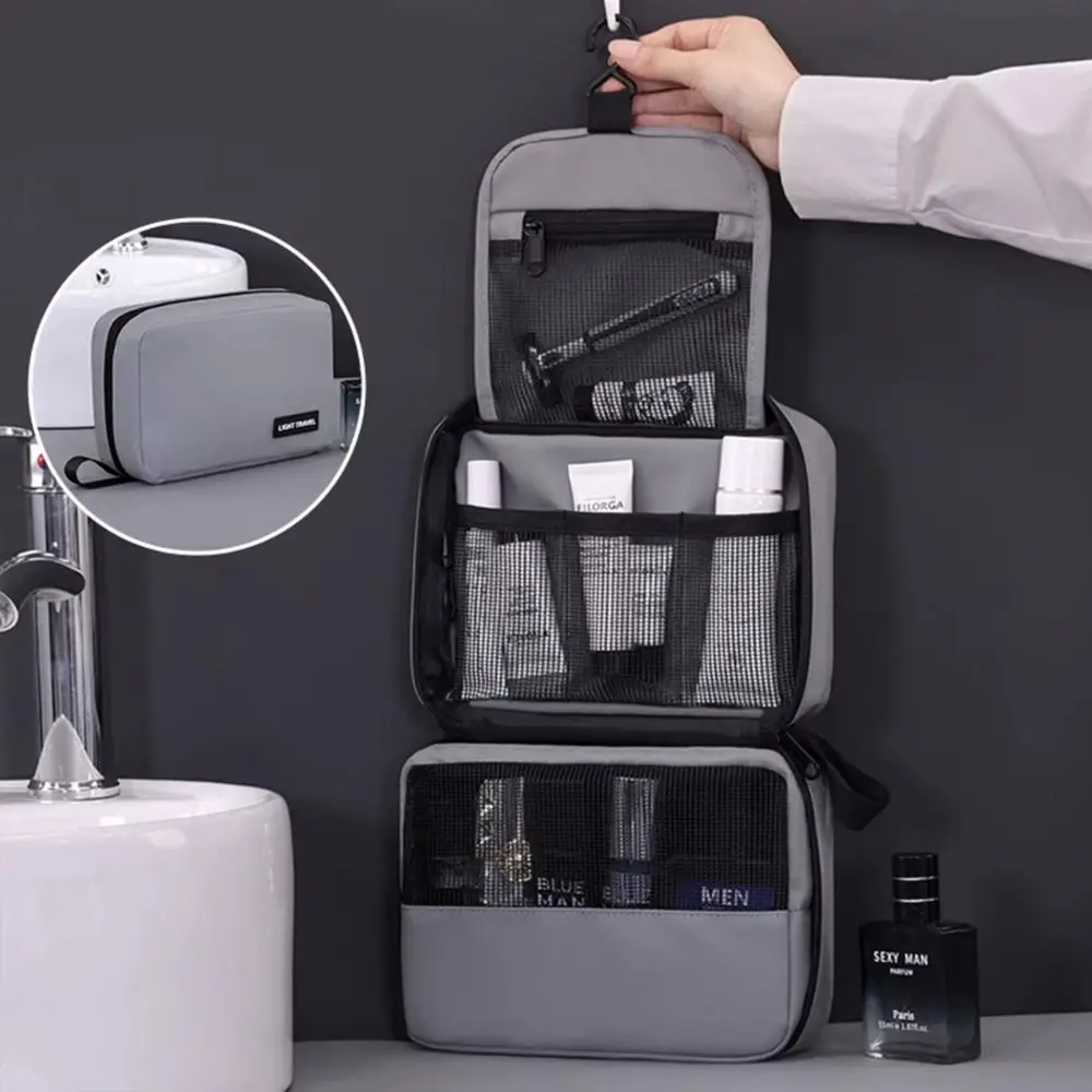 

Foldable Travel Toiletry Bag Layered with Hanging Hook Hanging Makeup Cases Portable Waterproof Man's Wash Pouch Outdoor