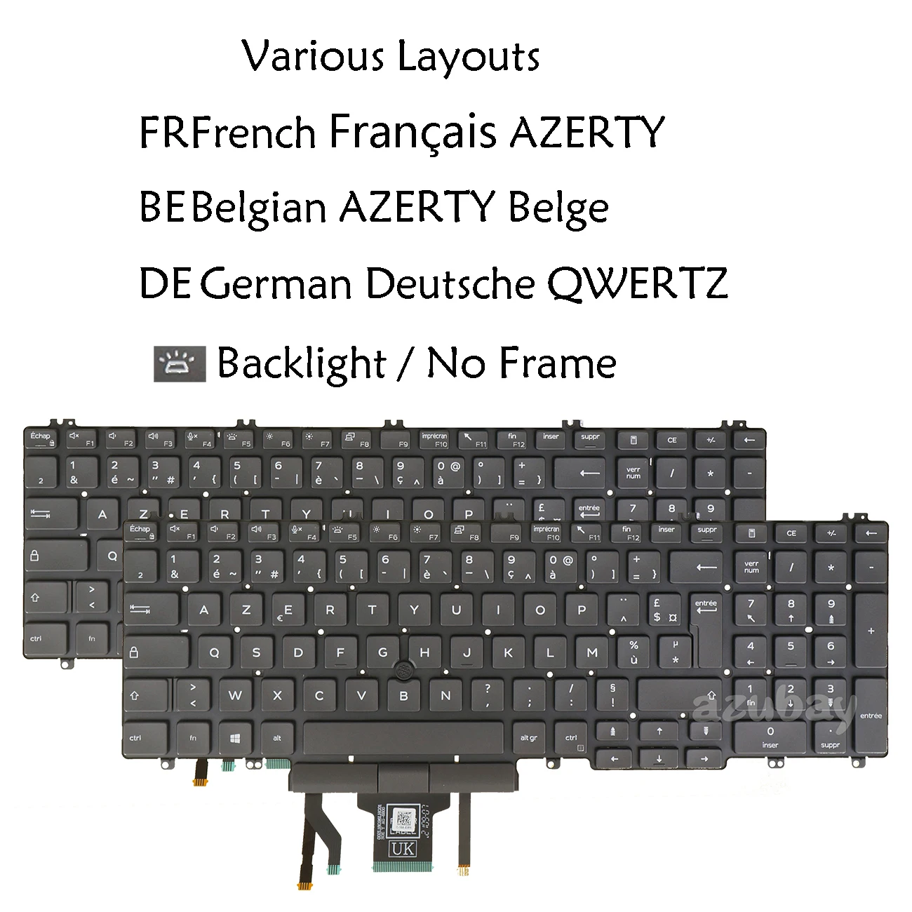 

French Belgian AZERTY German QWERTZ Keyboard for DELL Latitude 5500 5501 5510 5511 0VTXVN 0TFC98 0W30IT NSK-EX0BC, Backlit