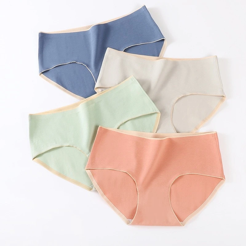 

6 PCS Minimalist Solid Color Waist Cotton Crotch Comfortable Underwear Women's Pure Cotton Japanese Underwear Girls' Mid