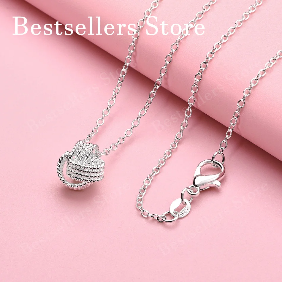 

Изысканное ожерелье с подвеской в виде плетеного узла из стерлингового серебра 925 пробы, длиной 16-30 дюймов, для женской моды, свадебных аксессуаров и украшений.