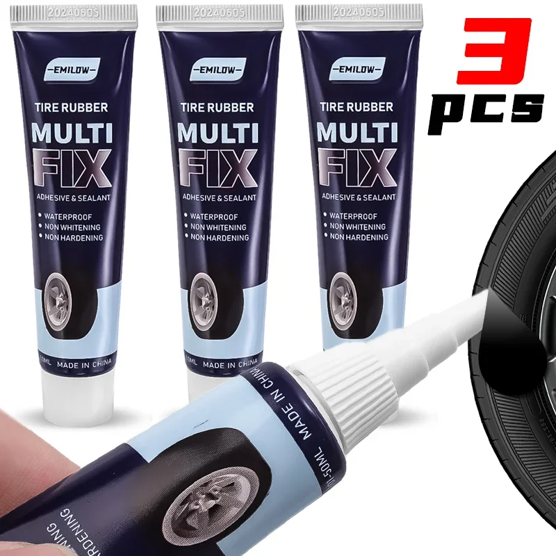 Universal Car Motorcycle Bicycle Tire Repairing Glue Cars Seal Strip Repair Glue Portable Tyre Repair Instant Black Glue