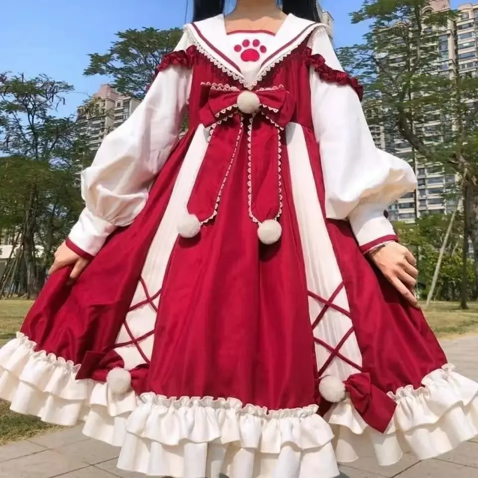 Vestido Lolita de manga larga para mujer, vestidos de princesa de línea a, talla grande 4XL, 140kg, Primavera