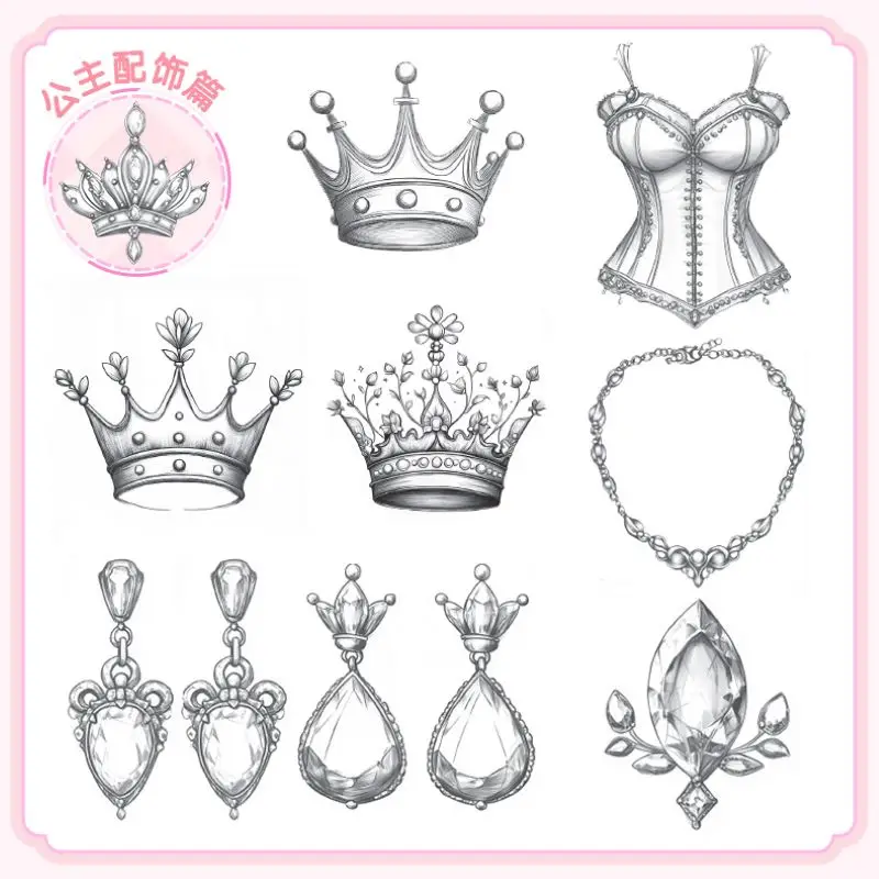 Illustratie voor kinderen Lijntekeningen: Prinsessencollectie