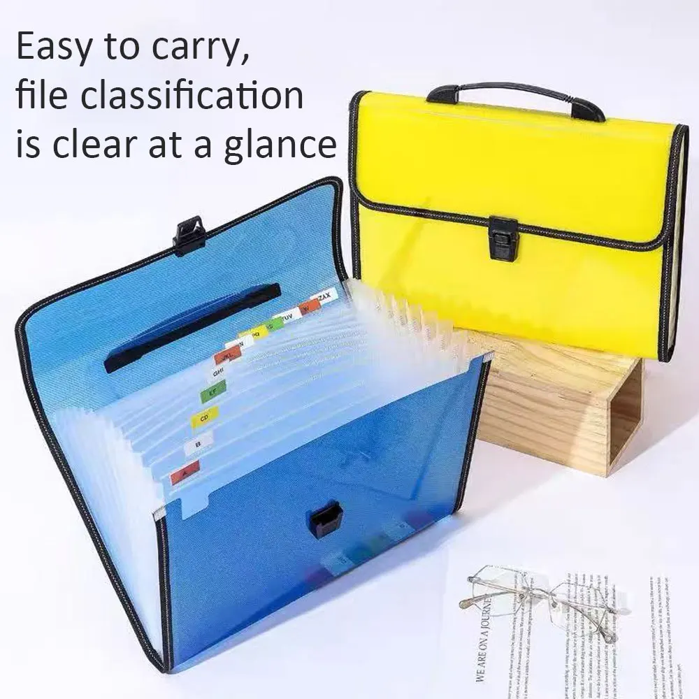 1PC Twill Portable Accordion Bag, 13 Layers of Large-Capacity Folders, Easy to Classify and Store Files. 3