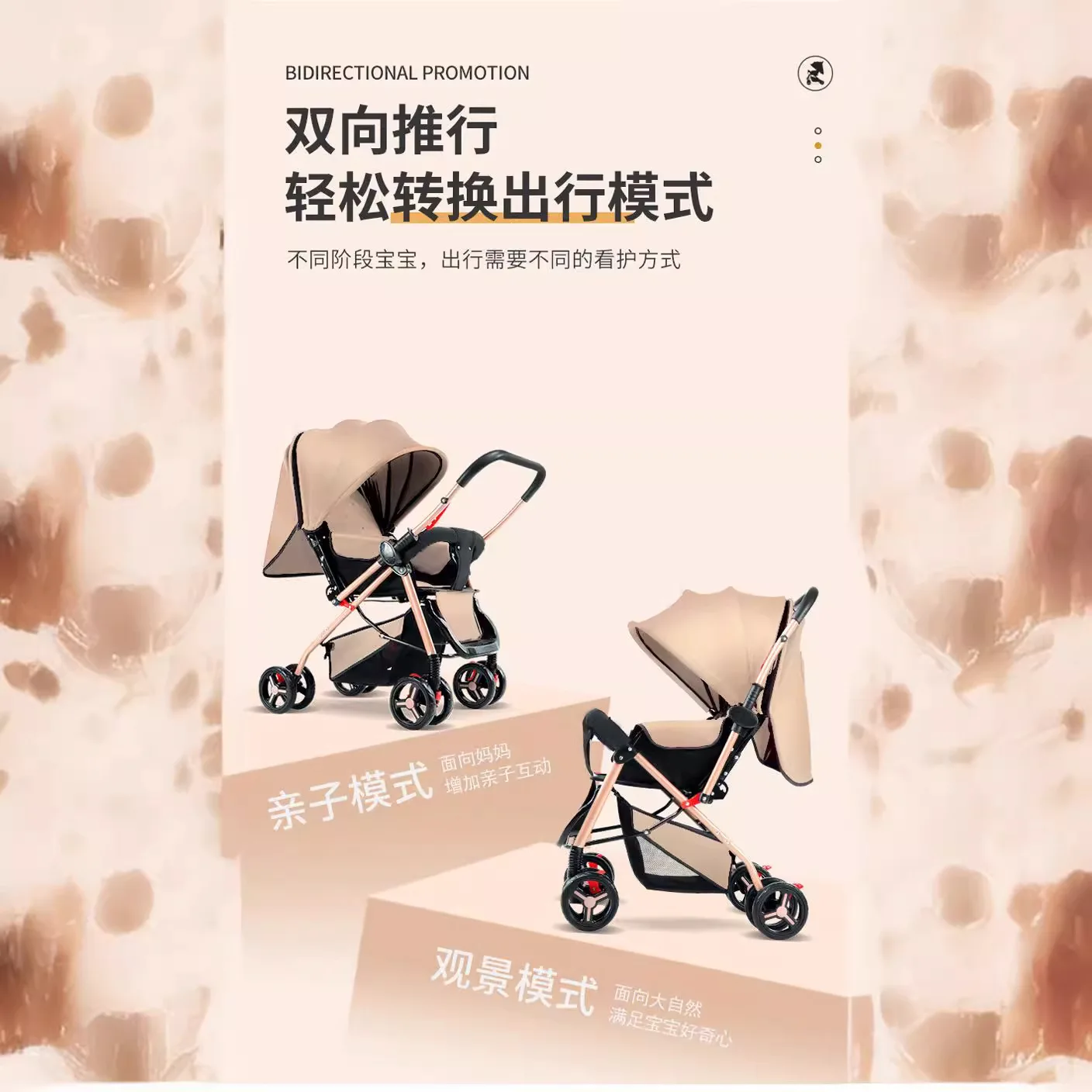 عربة أطفال قابلة للطي تتغير الاتجاه وممتصة للصدمات، سلة نوم كبيرة خفيفة الوزن بأربع عجلات للأطفال الرضع #4