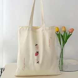 Kawaii Cute Strawberry Tote Bag, torba na ramię o dużej pojemności, damska torebka na zakupy do pracy