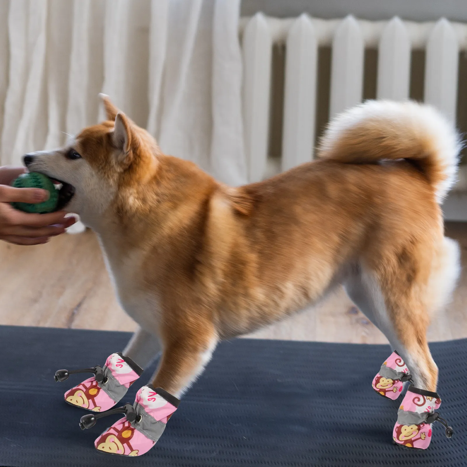 1Set Dog Shoes Anti-Slip Breathable Soft Sole Adjustable Protective Puppy Boots Pet Paw Supply Outdoor Indoor Shoes