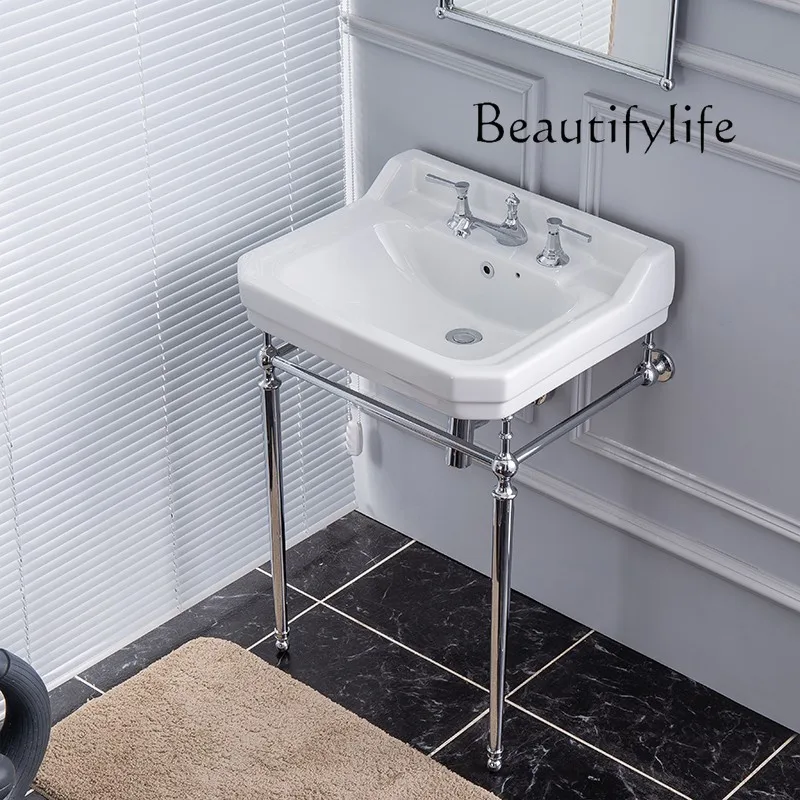 

Умывальник с медным кронштейном от пола до потолка, традиционный ретро-хромированный умывальник с тремя отверстиями в британском стиле, умывальник