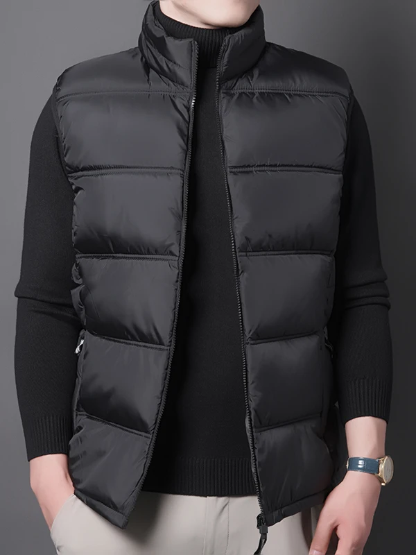 

Men's down Cotton Warm Vest Lightweight Casual Svel Cotton Jaet Top All-Match Autumn Winter Straight Hem Busin Casual
