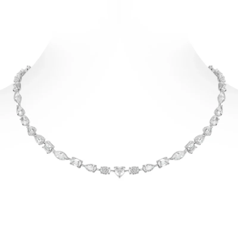 

BELLUX, серебро 925, синтетический циркон, модное универсальное ожерелье с белым бриллиантом в форме сердца, овальная изумрудная огранка, геометрическая огранка