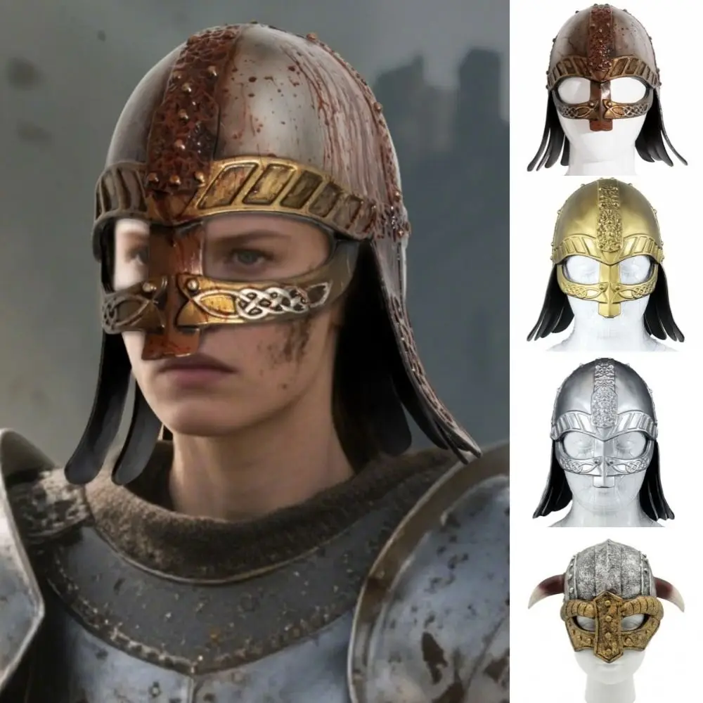 Vintage Viking Horn Hat Helmet Retro Head Ornament Medieval Warrior Knight Hat Dress Up Realistic Decorative Mask Headgear