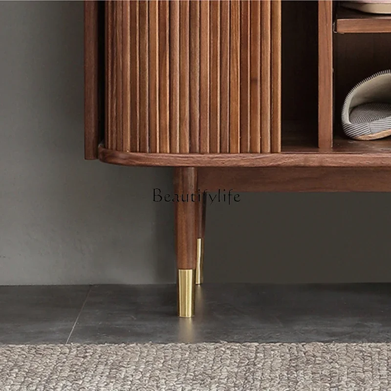 ls 42North American black walnut shoe cabinet Nordic Japanese all solid wood porch storage shoe cabinet