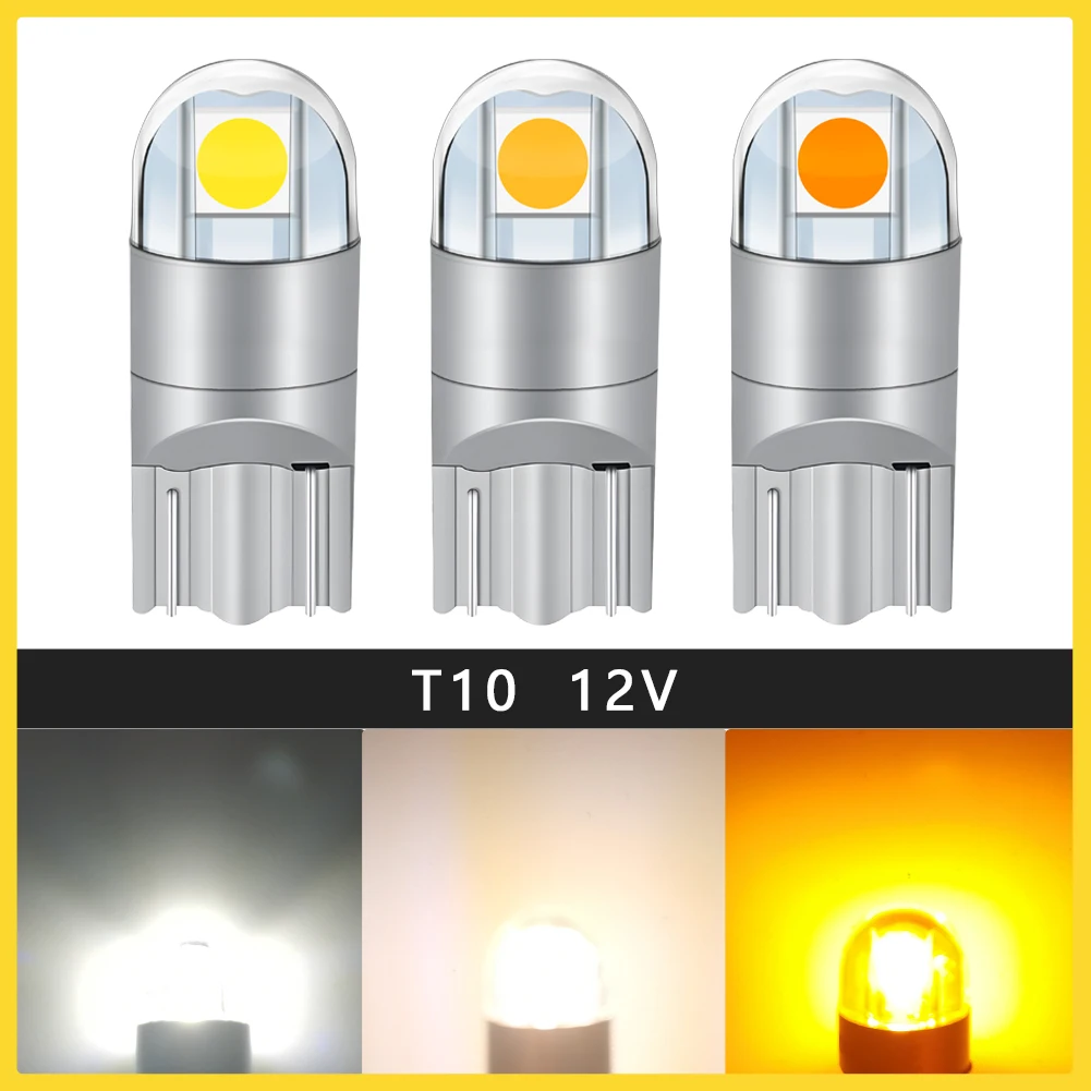 T10 LED Bulbs Car Dome Reading Lights 194 W5W LED for Side Marker Park Clearance Light License Plate Lamp 6V 12V 24V 10Pcs