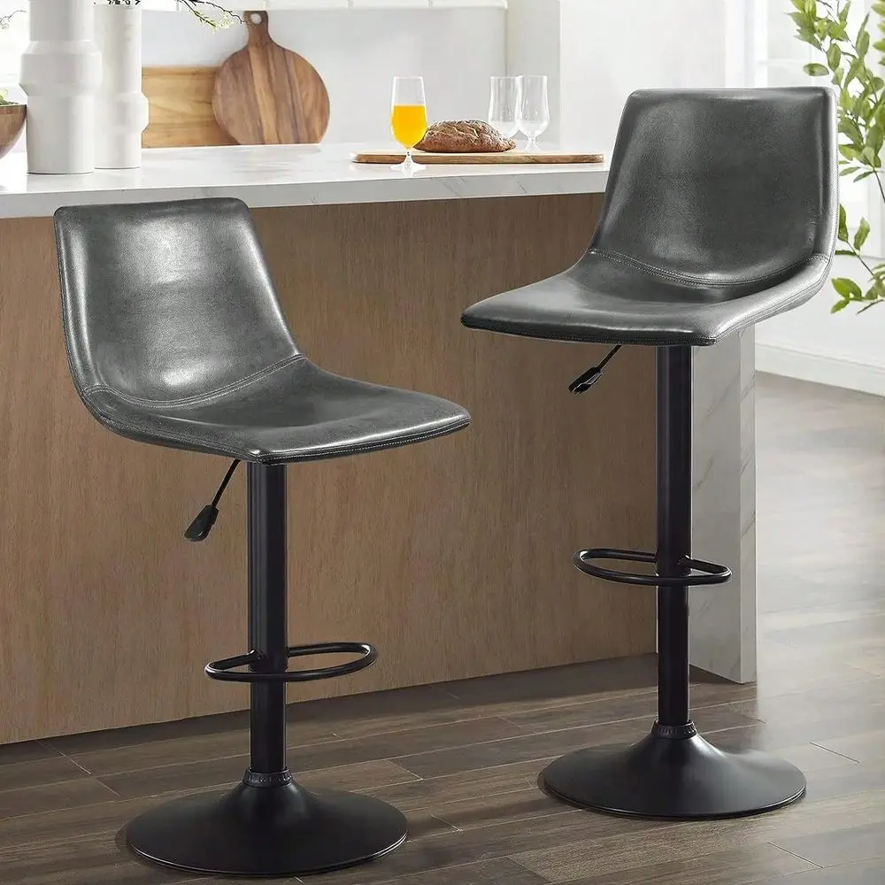 

Bar Stools Sillas Para Barra AltaSwivel Bar Stools Set Of 2,Counter Heigh Bar Stools With Back,350 LBS PU Leather Bar Stool For