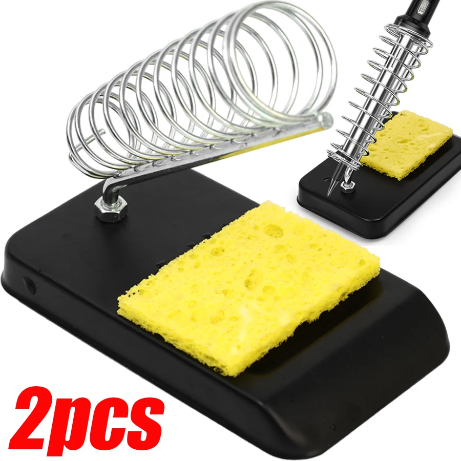 2/1PCS Electric Soldering Iron Stand Holder with Welding Cleaning Sponge Pads Portable Universal Metal Iron Solid Storage Rack