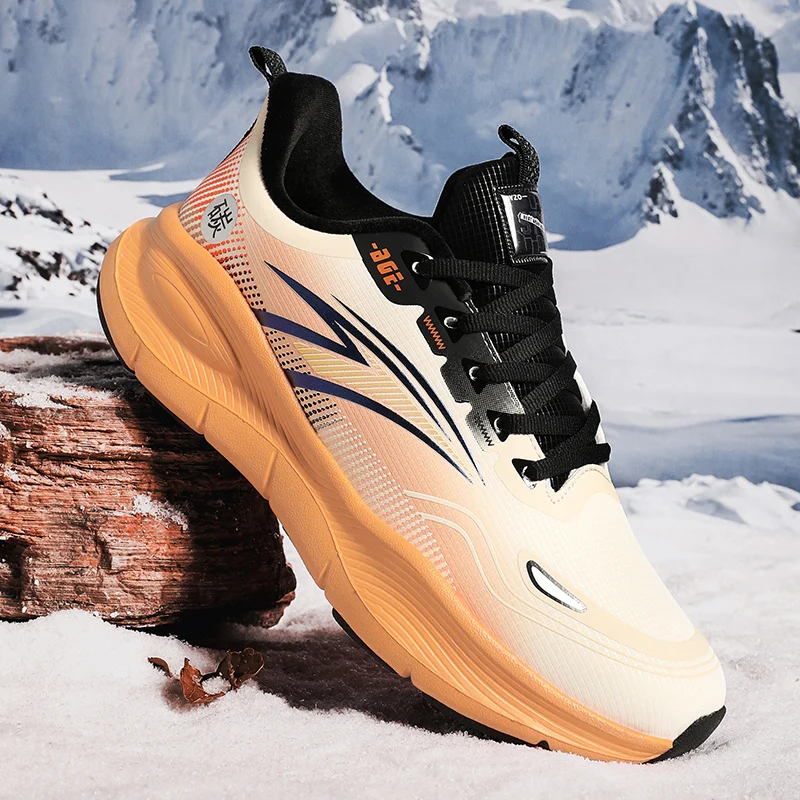 أحذية رياضية وترفيهية، أحذية رجالية، أحذية ماراثون كبيرة الحجم مبطنة بالهواء، مطاط منسوج لجميع المواسم، مقاومة للاهتراء، مضادة