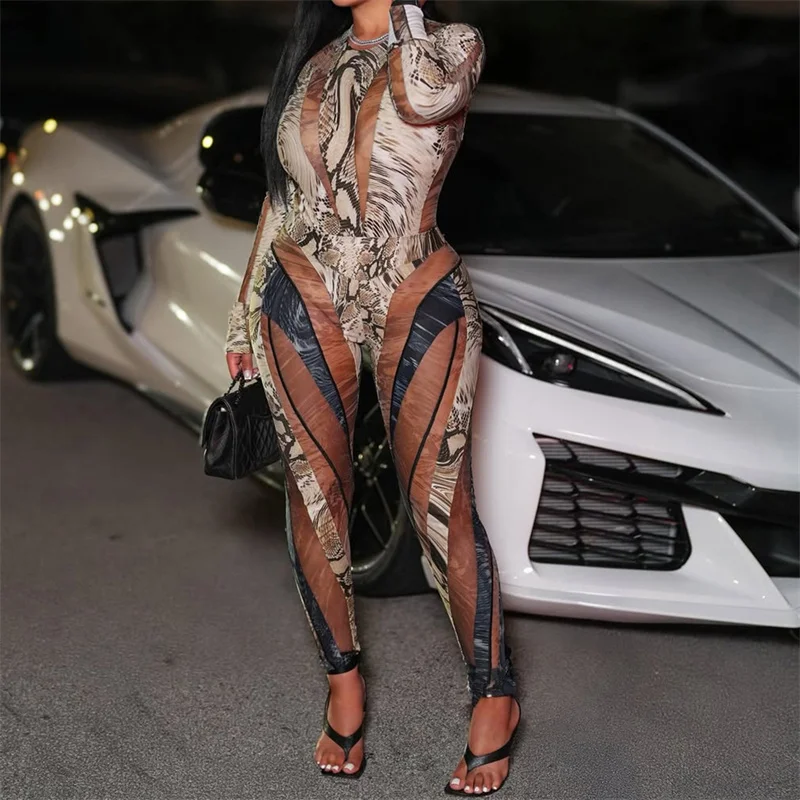 

Doyerl лоскутный наряд со змеиным принтом на день рождения, женский комплект из двух предметов, клубное вечерние боди с длинными рукавами, топ и брюки-карандаш, костюм
